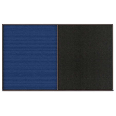 United Visual Products Triple Door Radius Corkboard, 72"x36", Hea, UV7015RC-BLACK-MEDGRY UV7015RC-BLACK-MEDGRY